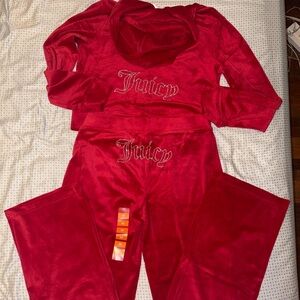 Juicy Couture Vibrant Red Velour Hoodie